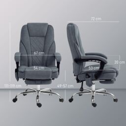 VINSETTO Massage Office Chair, Heated Reclining Desk Chair, Dark Grey - thumbnail 3
