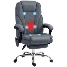 VINSETTO Massage Office Chair, Heated Reclining Desk Chair, Dark Grey - thumbnail 2