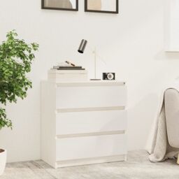 Berkfield Home Bedside Cabinet White 60x36x64 cm Solid Pinewood - Size: 60 x 36 x 64 cm - thumbnail 1