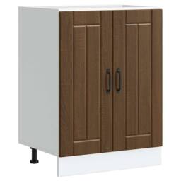 Berkfield Home Sink Base Cabinet Lucca Brown Oak Engineered Wood - thumbnail 1