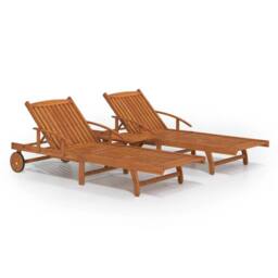Berkfield Home 2 Piece Sunlounger Set with Table Solid Wood Acacia in Brown - thumbnail 2