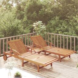 Berkfield Home 2 Piece Sunlounger Set with Table Solid Wood Acacia in Brown - thumbnail 1