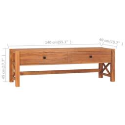 Berkfield Home TV Cabinet 140x40x45 cm Teak Wood in Brown - Size: 140 x 40 x 45 cm - thumbnail 9