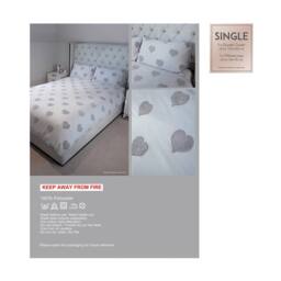 Voltico Grey Tufted Star Heart Duvet Set - Single, Double & King in Light Grey - Size: Single - thumbnail 8