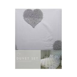 Voltico Grey Tufted Star Heart Duvet Set - Single, Double & King in Light Grey - Size: Single - thumbnail 6