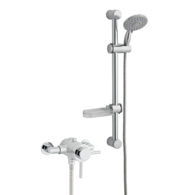 Clifton Chrome Exposed Mixer Shower with Adjustable Wall Hung Slide Rail Kit in Silver - image 1
