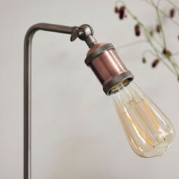 Loops Modern Hangman Table Lamp Aged Copper Pewter Industrial Metal Arm Bedside Light - thumbnail 3