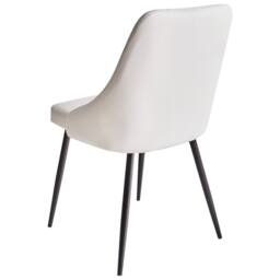 Wyld and Coco Set of 2 White Faux Leather Dining Chairs - Button Tufted Backrest - thumbnail 6