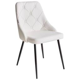 Wyld and Coco Set of 2 White Faux Leather Dining Chairs - Button Tufted Backrest - thumbnail 3