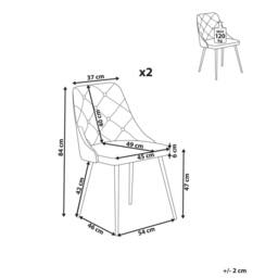 Wyld and Coco Set of 2 White Faux Leather Dining Chairs - Button Tufted Backrest - thumbnail 4