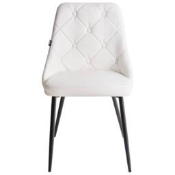 Wyld and Coco Set of 2 White Faux Leather Dining Chairs - Button Tufted Backrest - thumbnail 5