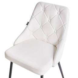 Wyld and Coco Set of 2 White Faux Leather Dining Chairs - Button Tufted Backrest - thumbnail 7