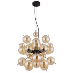 Netlighting Udo Globe Pendant Matt Black Balls Amber Glass Shade 4x E27 - thumbnail 2