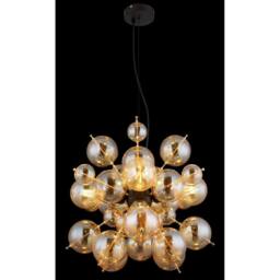 Netlighting Udo Globe Pendant Matt Black Balls Amber Glass Shade 4x E27 - thumbnail 4