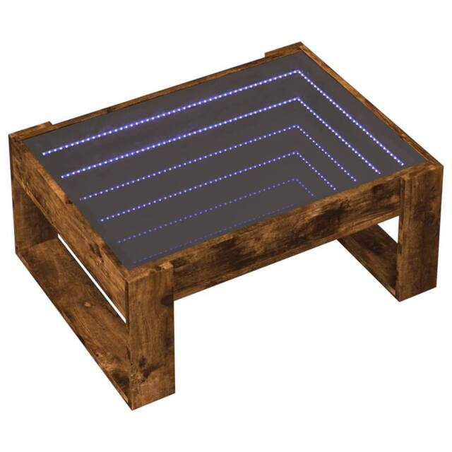 Berkfield Home Decorative Coffee Table with Infinity LED Smoked Oak 70x53x30 cm in Brown - Size: 70 x 53 x 30 cm - image 1