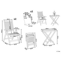 Wyld and Coco Acacia Wood 2‑Seat Folding Bistro Set with Taupe Cushions in Brown - thumbnail 4