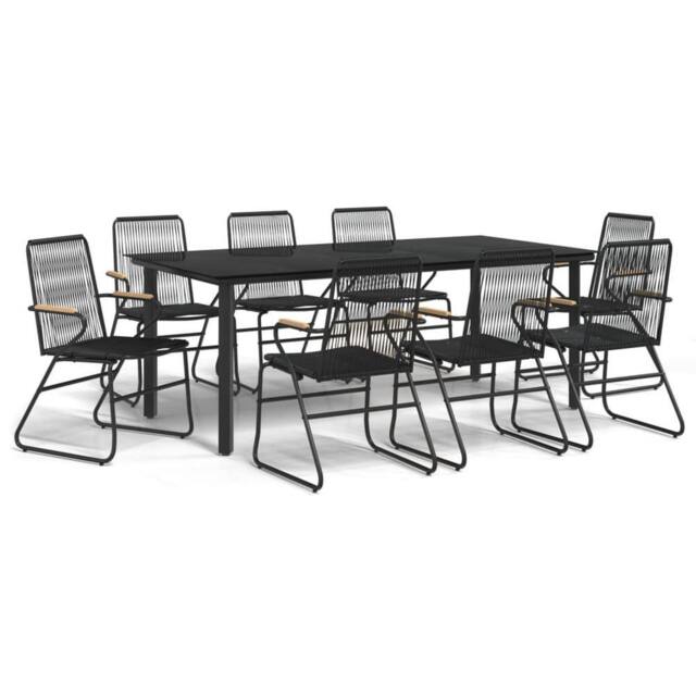 Berkfield Home 9 Piece Garden Dining Set Black PVC Rattan - image 1