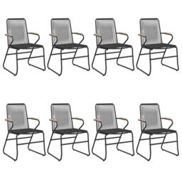 Berkfield Home 9 Piece Garden Dining Set Black PVC Rattan - thumbnail 4