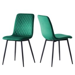 MCC Direct Set of 2 Velvet Fabric Upholstered Dining Chairs Lexi in Green - thumbnail 4