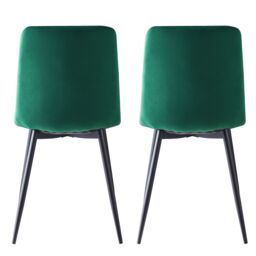 MCC Direct Set of 2 Velvet Fabric Upholstered Dining Chairs Lexi in Green - thumbnail 5