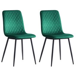MCC Direct Set of 2 Velvet Fabric Upholstered Dining Chairs Lexi in Green - thumbnail 2