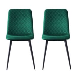 MCC Direct Set of 2 Velvet Fabric Upholstered Dining Chairs Lexi in Green - thumbnail 3