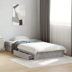 Berkfield Home Bed Frame with Drawers without Mattress Concrete Grey 75x190 cm Small Single - thumbnail 1