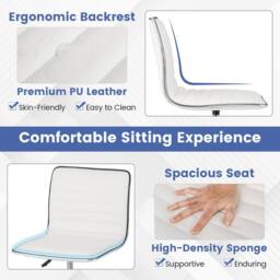 Costway Task Chair Adjustable Office Chair w/Swivel Seat & Wheels in White - thumbnail 4
