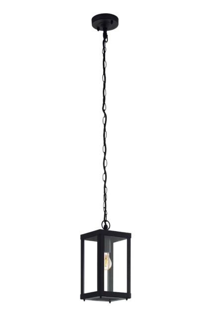 Eglo Alamonte 1 Clear Glass & Metal 1 Light Hanging Pendant in Black - image 1