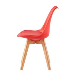 MCC Direct Set of 6 Dining Chairs with Solid Wooden Legs & Seat Cushions Eva in Red - thumbnail 4