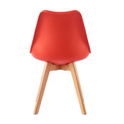 MCC Direct Set of 6 Dining Chairs with Solid Wooden Legs & Seat Cushions Eva in Red - thumbnail 5