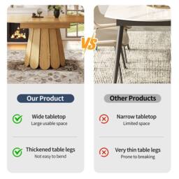 BTM Extendable Dining Table Round to Oval Wooden Kitchen Table for 6 in Natural - thumbnail 9