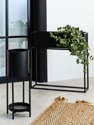 Orsina Floor Standing Plant Box, Contemporary Design Plant Container, Space Saving Garden Box For Planting in Black - thumbnail 5