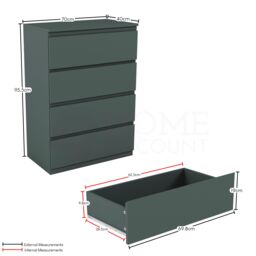 Home Discount Vida Designs Denver 4 Drawer Chest of Drawers Storage in Green - thumbnail 2