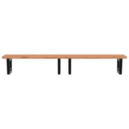Berkfield Home Basin Shelf Wall Mounted Steel & Solid Wood Beech in Brown - thumbnail 4