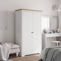 Berkfield Home Wardrobe BODO White & Brown 101x52x176.5 cm Solid Wood Pine - thumbnail 1