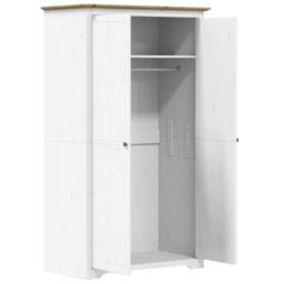 Berkfield Home Wardrobe BODO White & Brown 101x52x176.5 cm Solid Wood Pine - thumbnail 4