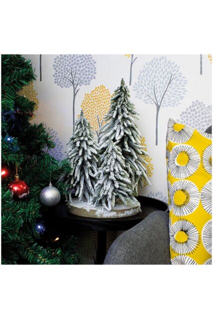 Netagon Decorative Snow Topped Mini Christmas Tree Display on Plinth in Green - image 1