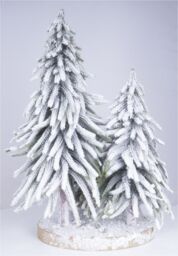 Netagon Decorative Snow Topped Mini Christmas Tree Display on Plinth in Green - thumbnail 5