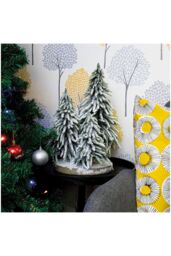 Netagon Decorative Snow Topped Mini Christmas Tree Display on Plinth in Green - thumbnail 1