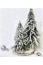 Netagon Decorative Snow Topped Mini Christmas Tree Display on Plinth in Green - thumbnail 3