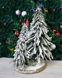 Netagon Decorative Snow Topped Mini Christmas Tree Display on Plinth in Green - thumbnail 4