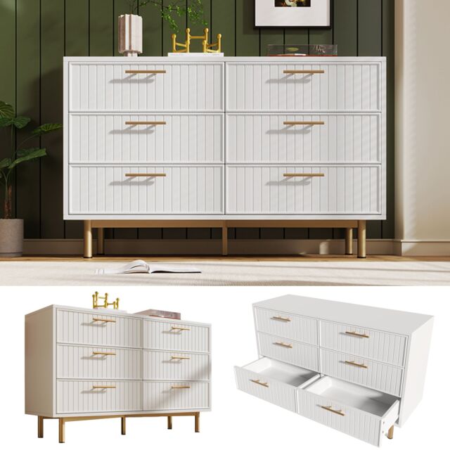 Matteo Sideboard Cabinet for Living Room, Chest of Drawers with 6 drawers in White - image 1
