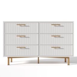 Matteo Sideboard Cabinet for Living Room, Chest of Drawers with 6 drawers in White - thumbnail 9