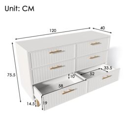 Matteo Sideboard Cabinet for Living Room, Chest of Drawers with 6 drawers in White - thumbnail 2