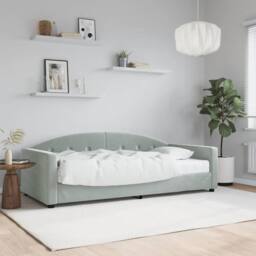 Berkfield Home Daybed with Mattress Light Grey 90x190 cm Velvet - thumbnail 1