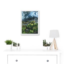 Artery8 El Greco View Of Toledo Spain Expressive Painting Artwork Framed Wall Art Print A4 in White - thumbnail 2