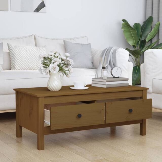 Berkfield Home Beautiful Coffee Table Honey Brown 100x50x40 cm Solid Wood Pine - Size: 100 x 50 x 40 cm - image 1