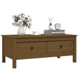 Berkfield Home Beautiful Coffee Table Honey Brown 100x50x40 cm Solid Wood Pine - Size: 100 x 50 x 40 cm - thumbnail 4