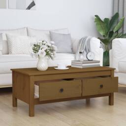 Berkfield Home Beautiful Coffee Table Honey Brown 100x50x40 cm Solid Wood Pine - Size: 100 x 50 x 40 cm - thumbnail 1